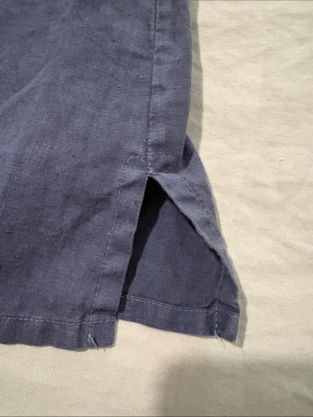 Sleeveless Navy Blue Linen Shift Dress - Picture 4 of 8